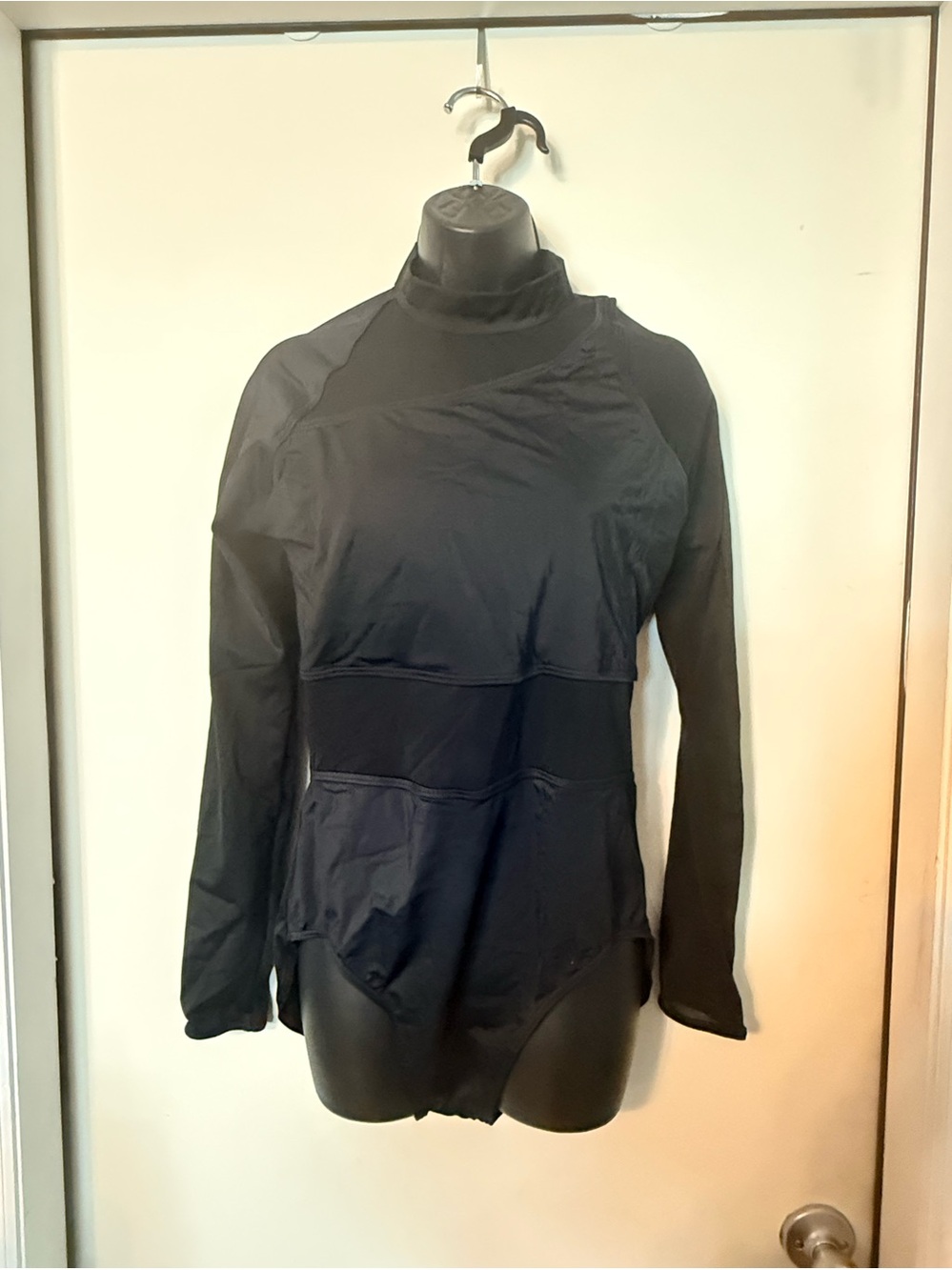 Balera Black Long Sleeve Bodysuit part mesh leotard Sz XL